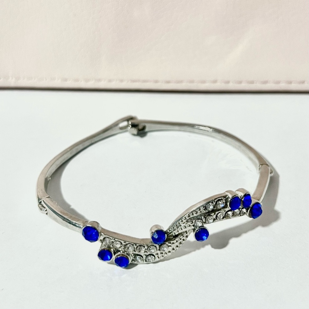 CZ and Sapphire Silver Bracelet